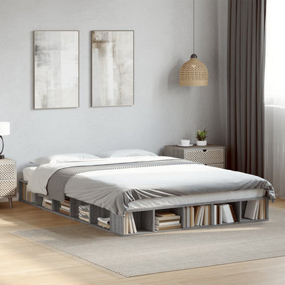 Bed Frame Grey Sonoma 150X200 Cm King Size Engineered Wood