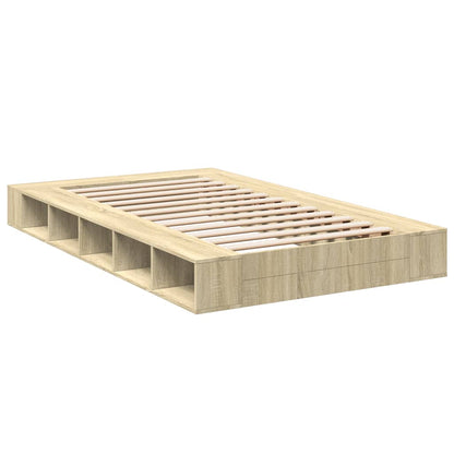 Bed Frame Sonoma Oak 135X190 Cm Double Engineered Wood