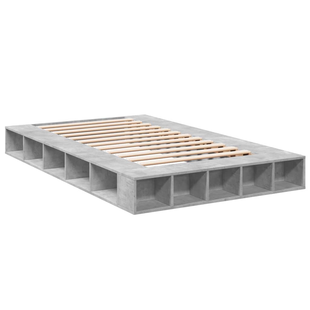 Bed Frame Concrete Grey 135X190 Cm Double Engineered Wood