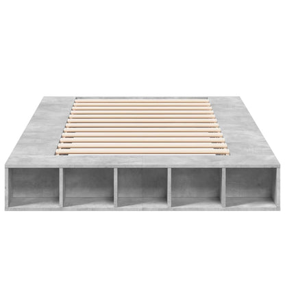 Bed Frame Concrete Grey 135X190 Cm Double Engineered Wood