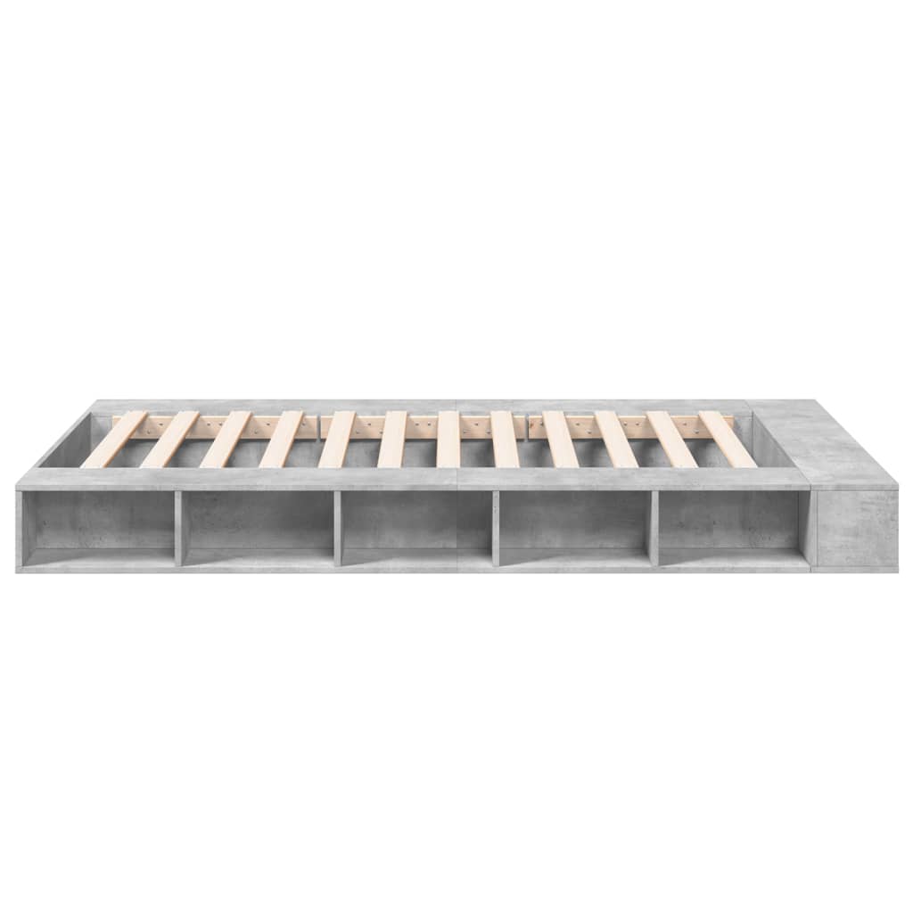 Bed Frame Concrete Grey 135X190 Cm Double Engineered Wood