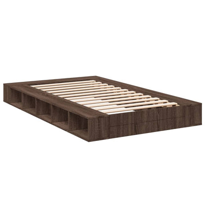 Bed Frame Brown Oak 120X190 Cm Small Double Engineered Wood