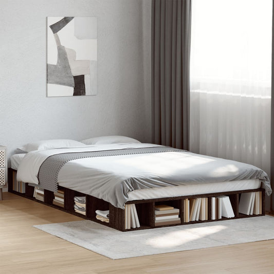 Bed Frame Brown Oak 120X190 Cm Small Double Engineered Wood