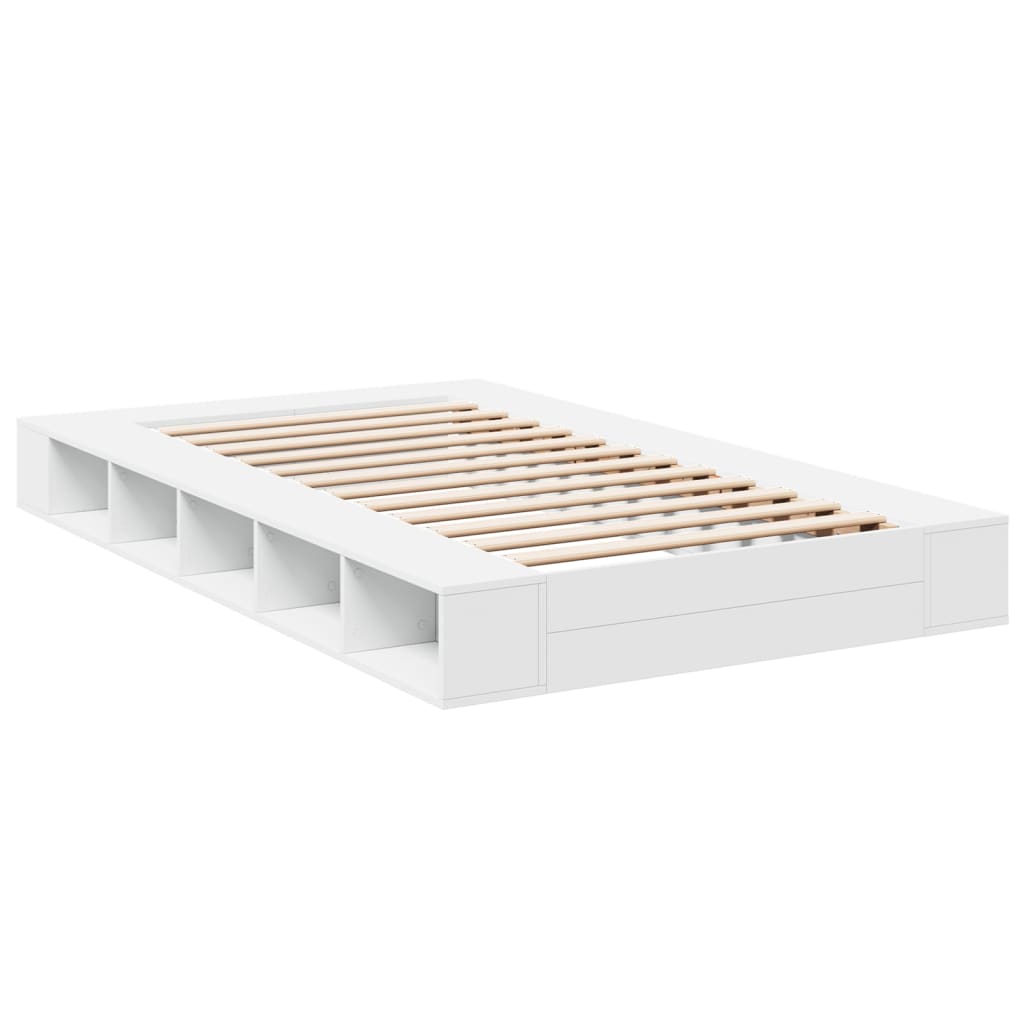 Bed Frame White 120X190 Cm Small Double Engineered Wood