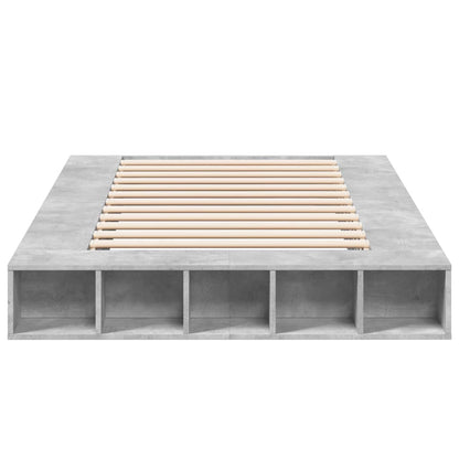 Bed Frame Without Mattress Concrete Grey 120X190 Cm Small Double