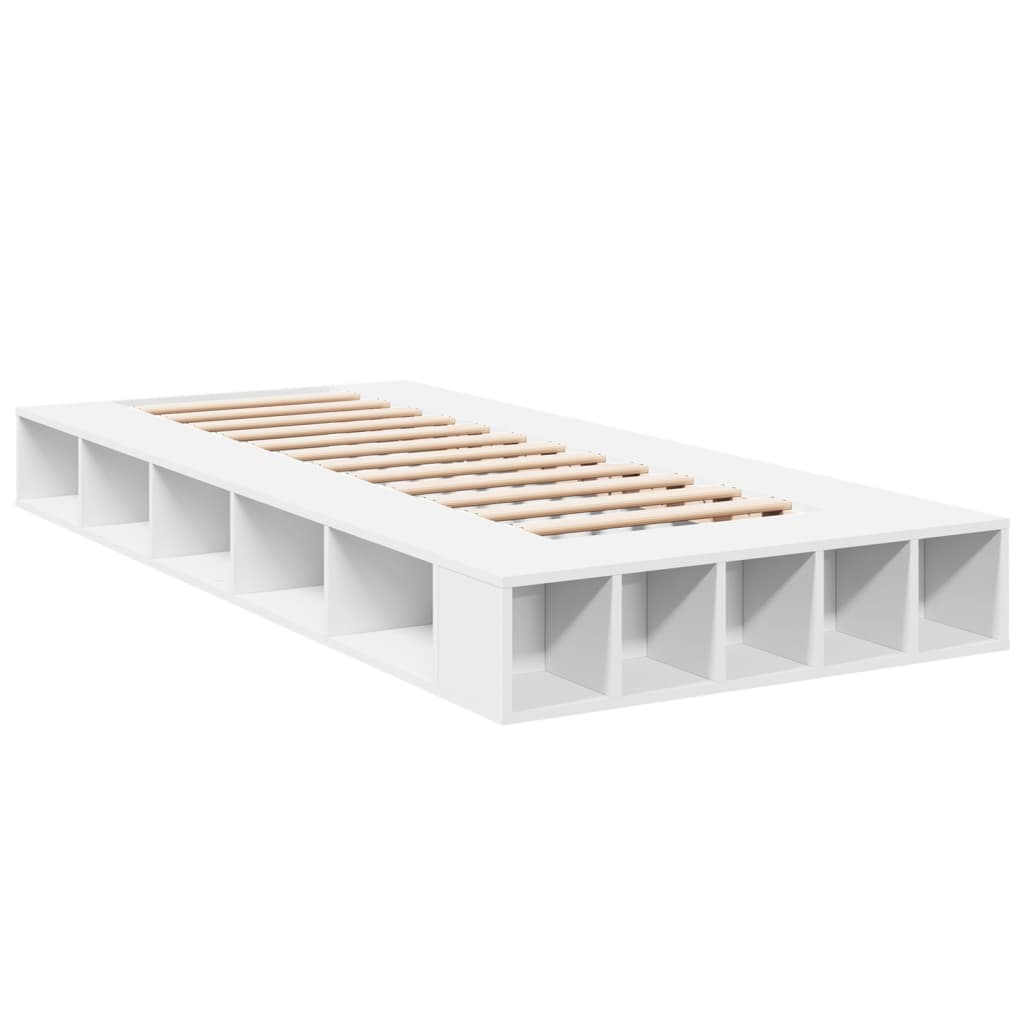 Bed Frame White 90X190 Cm Single Engineered Wood