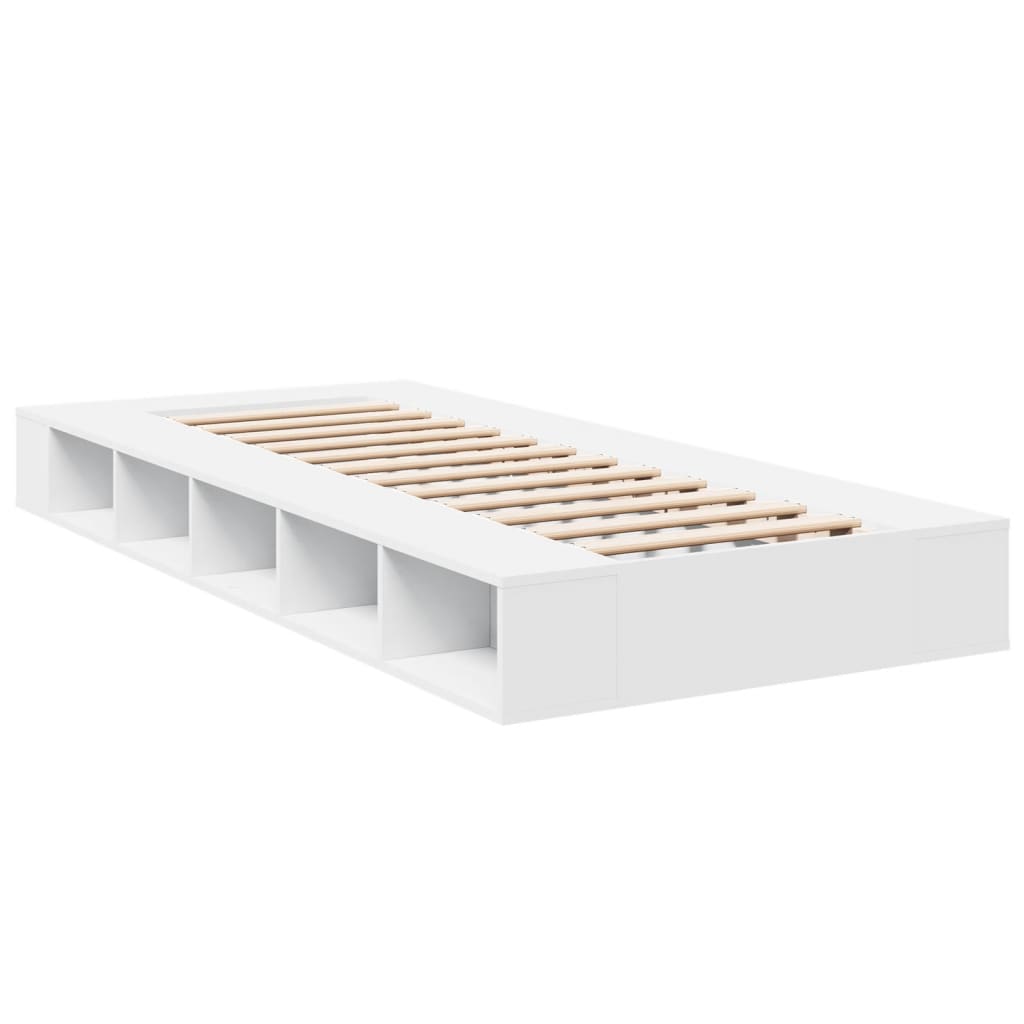 Bed Frame White 90X190 Cm Single Engineered Wood