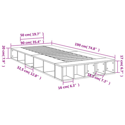 Bed Frame White 90X190 Cm Single Engineered Wood