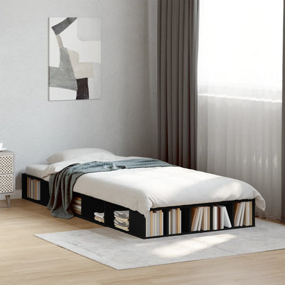 Bed Frame Black 90X190 Cm Single Engineered Wood