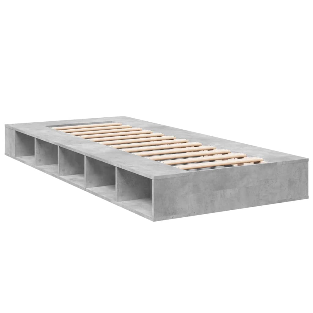 Bed Frame Concrete Grey 90X190 Cm Single Engineered Wood