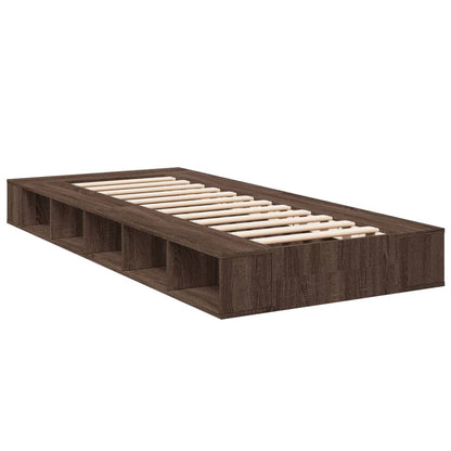 Bed Frame Brown Oak 90X190 Cm Single Engineered Wood