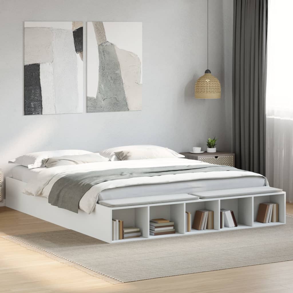 Bed Frame White 180X200 Cm Super King Engineered Wood