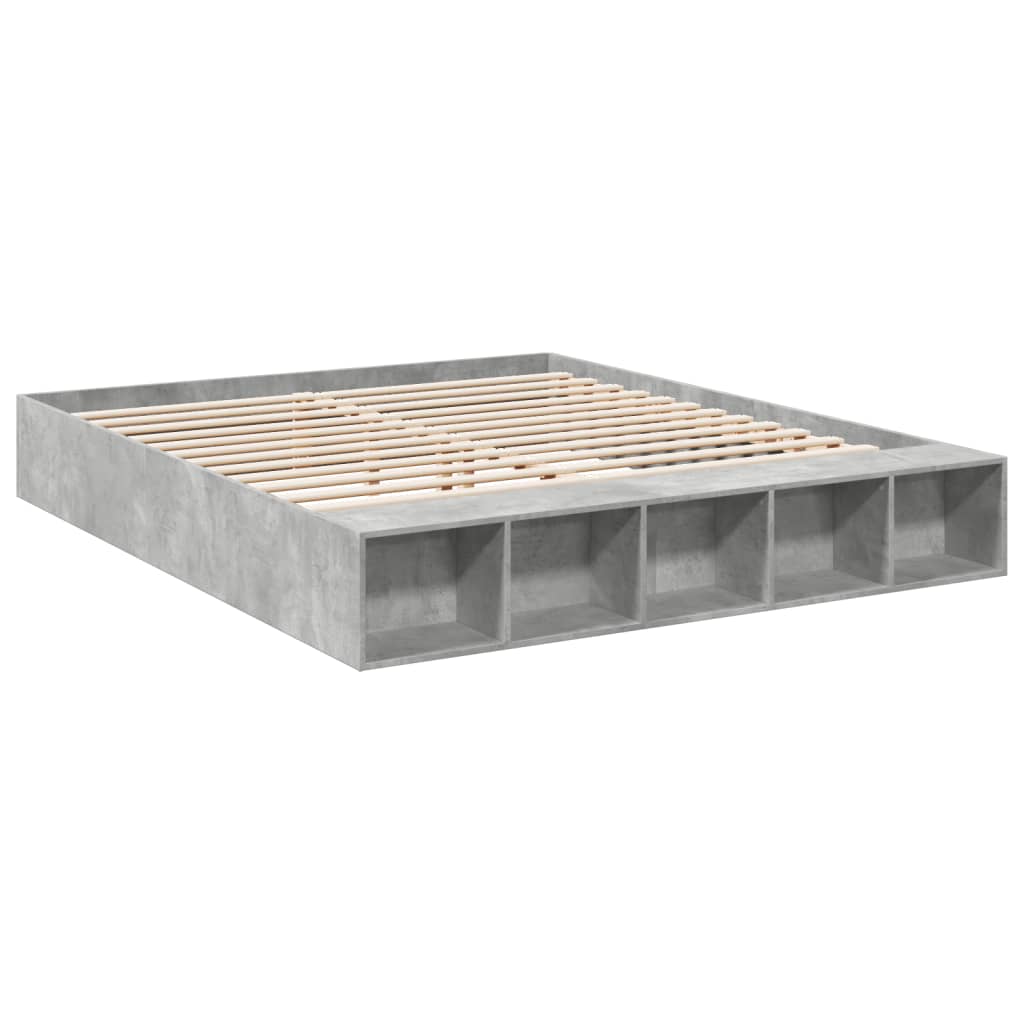 Bed Frame Concrete Grey 180X200 Cm Super King Engineered Wood