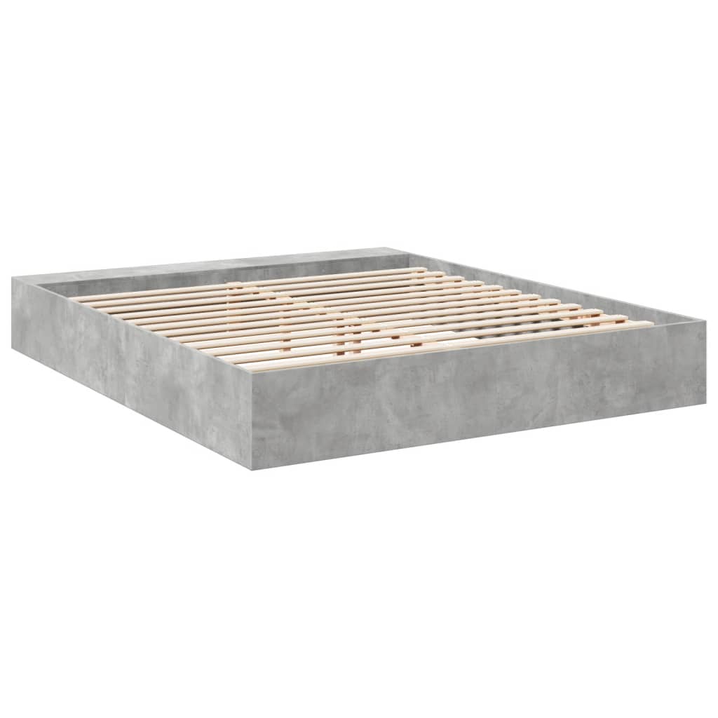 Bed Frame Concrete Grey 180X200 Cm Super King Engineered Wood