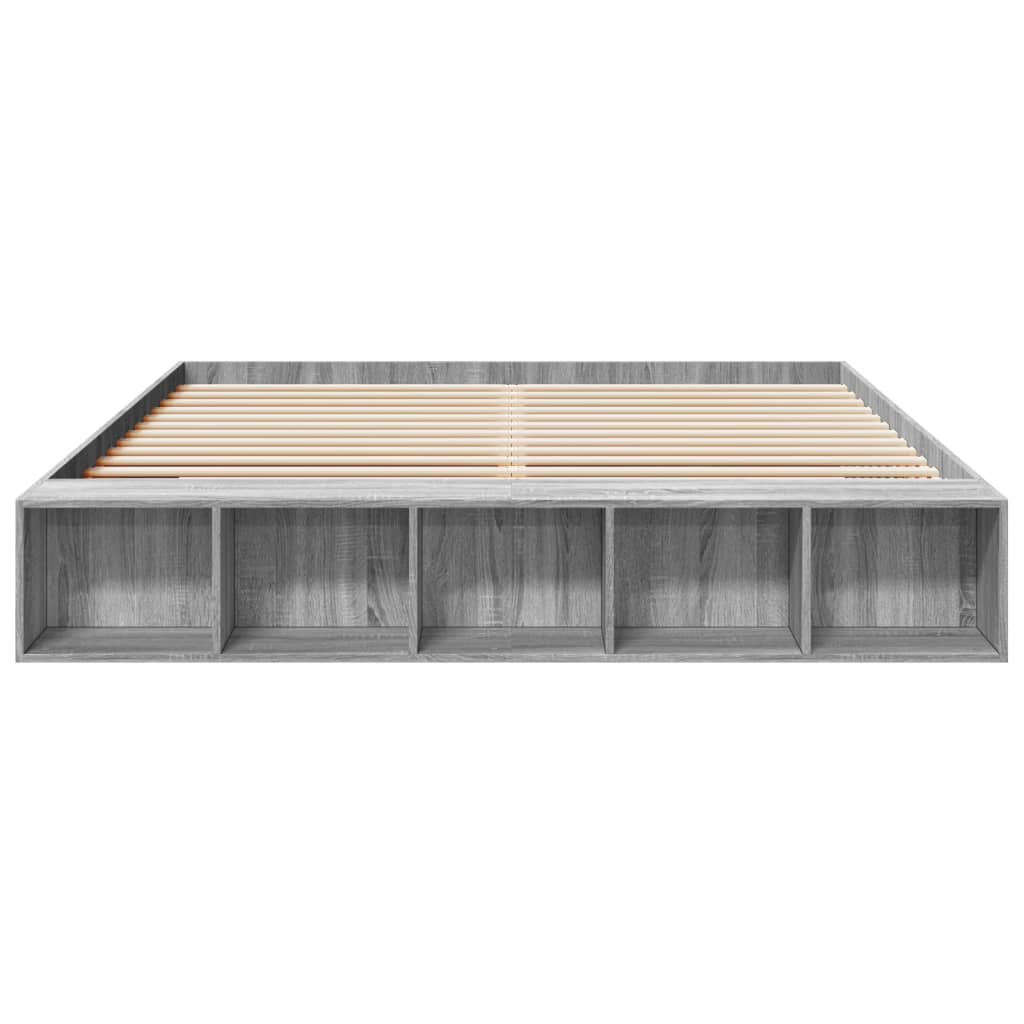 Bed Frame Grey Sonoma 180X200 Cm Super King Engineered Wood