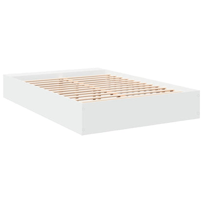 Bed Frame White 150X200 Cm King Size Engineered Wood