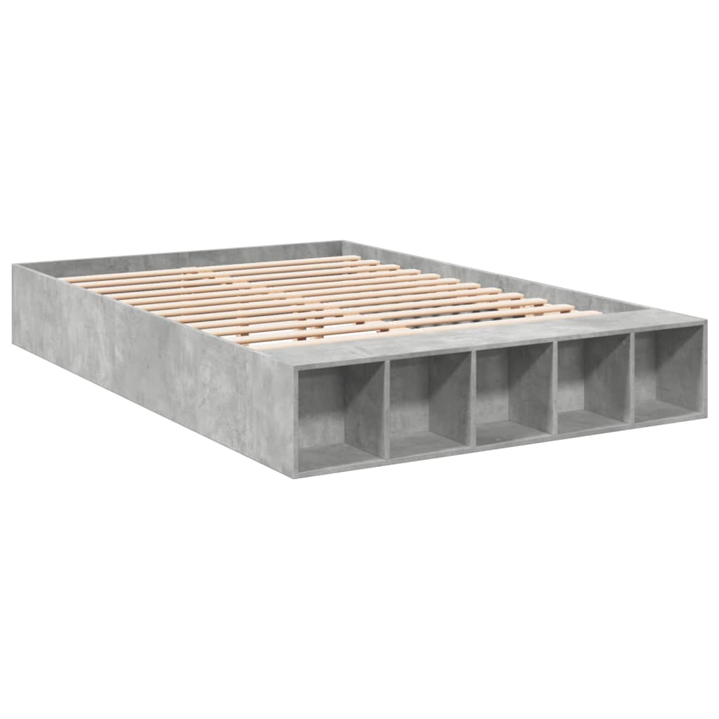 Bed Frame Concrete Grey 150X200 Cm King Size Engineered Wood