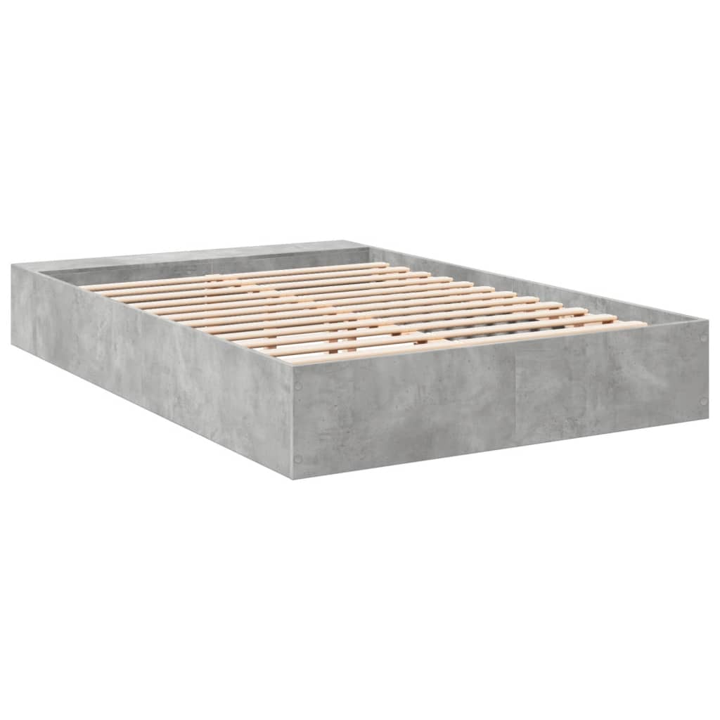 Bed Frame Concrete Grey 150X200 Cm King Size Engineered Wood