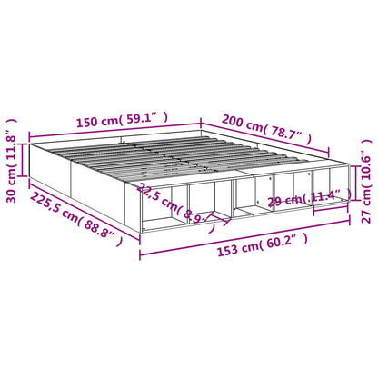 Bed Frame Concrete Grey 150X200 Cm King Size Engineered Wood