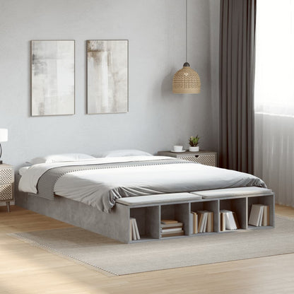 Bed Frame Concrete Grey 150X200 Cm King Size Engineered Wood