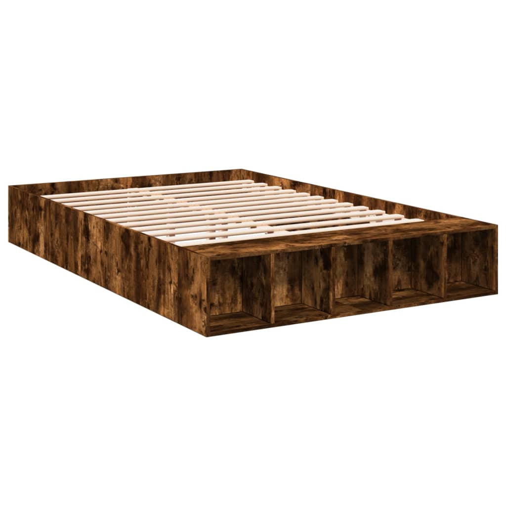 Bed Frame Smoked Oak 150X200 Cm King Size Engineered Wood