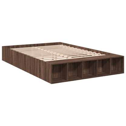 Bed Frame Brown Oak 150X200 Cm King Size Engineered Wood