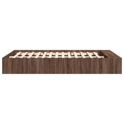 Bed Frame Brown Oak 150X200 Cm King Size Engineered Wood