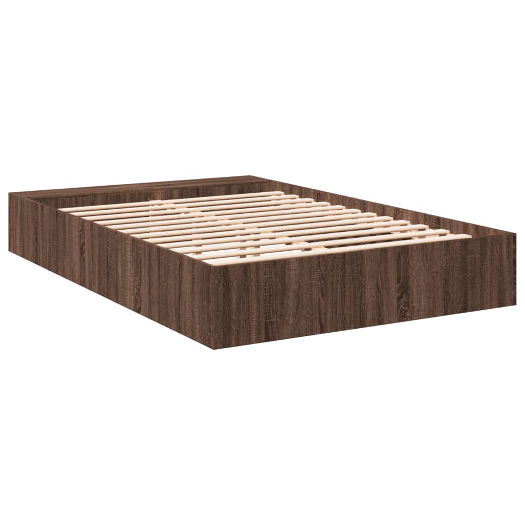 Bed Frame Brown Oak 150X200 Cm King Size Engineered Wood