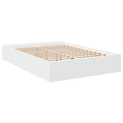 Bed Frame White 135X190 Cm Double Engineered Wood