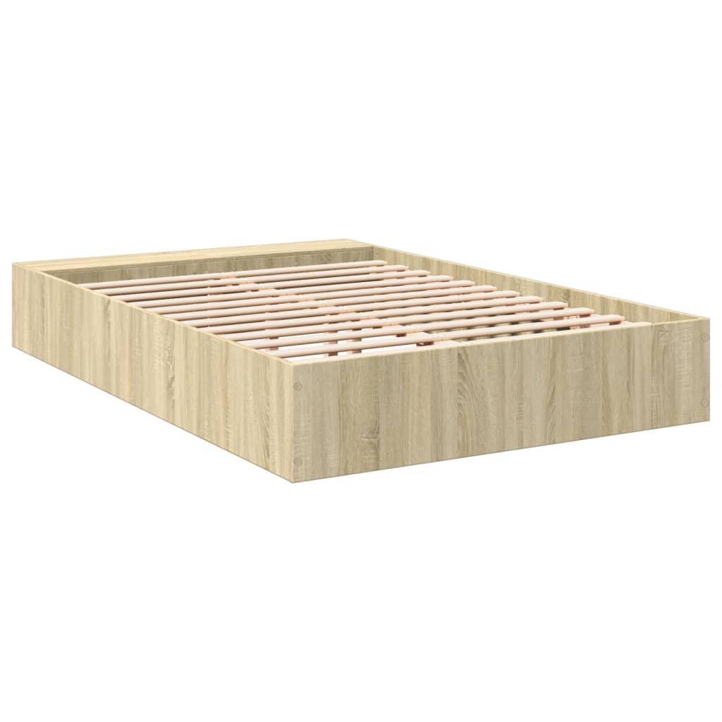 Bed Frame Sonoma Oak 135X190 Cm Double Engineered Wood