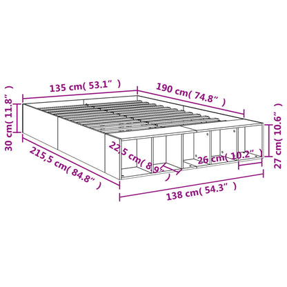 Bed Frame Sonoma Oak 135X190 Cm Double Engineered Wood