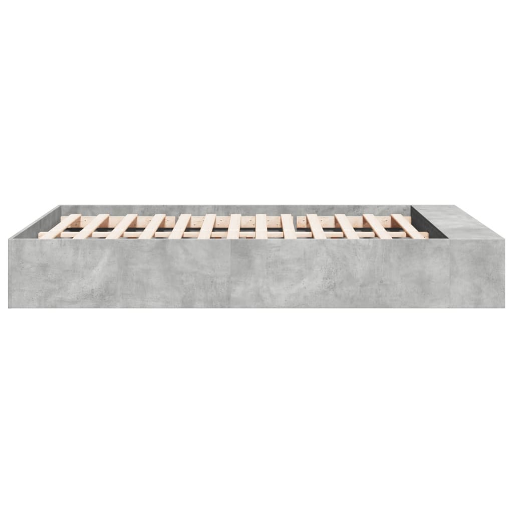 Bed Frame Concrete Grey 135X190 Cm Double Engineered Wood