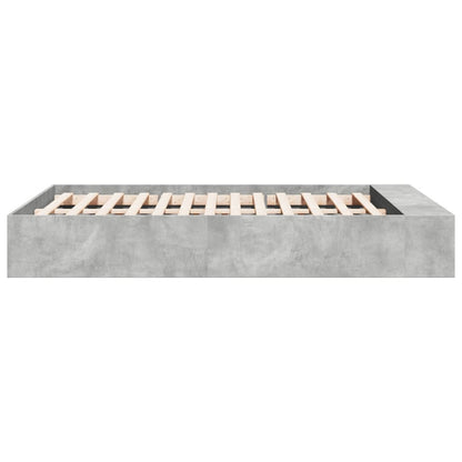 Bed Frame Concrete Grey 135X190 Cm Double Engineered Wood