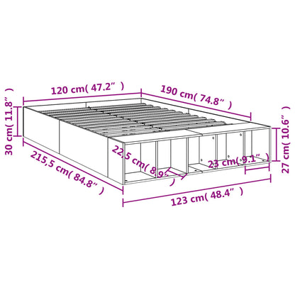 Bed Frame Without Mattress Black 120X190 Cm Small Double