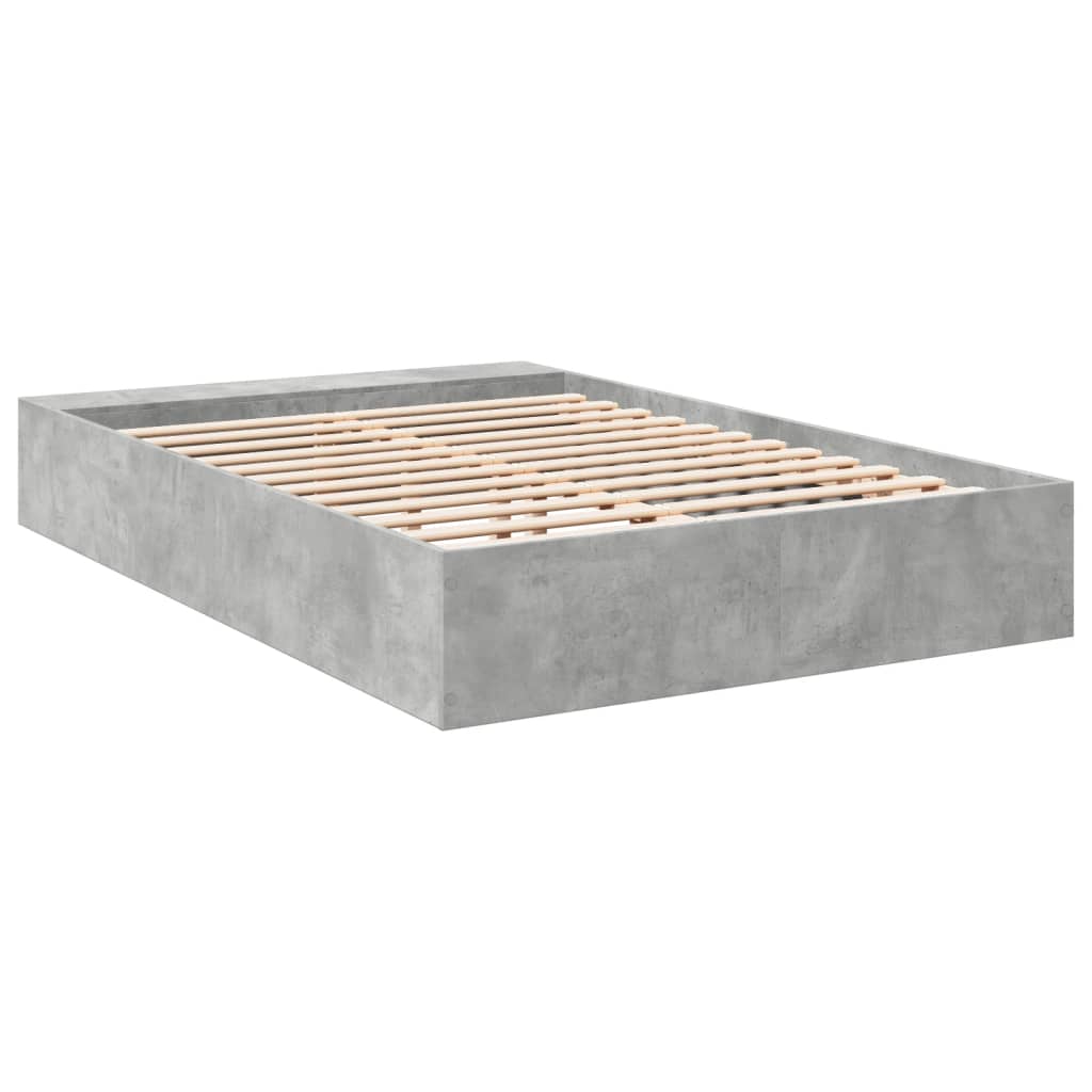 Bed Frame Without Mattress Concrete Grey 120X190 Cm Small Double