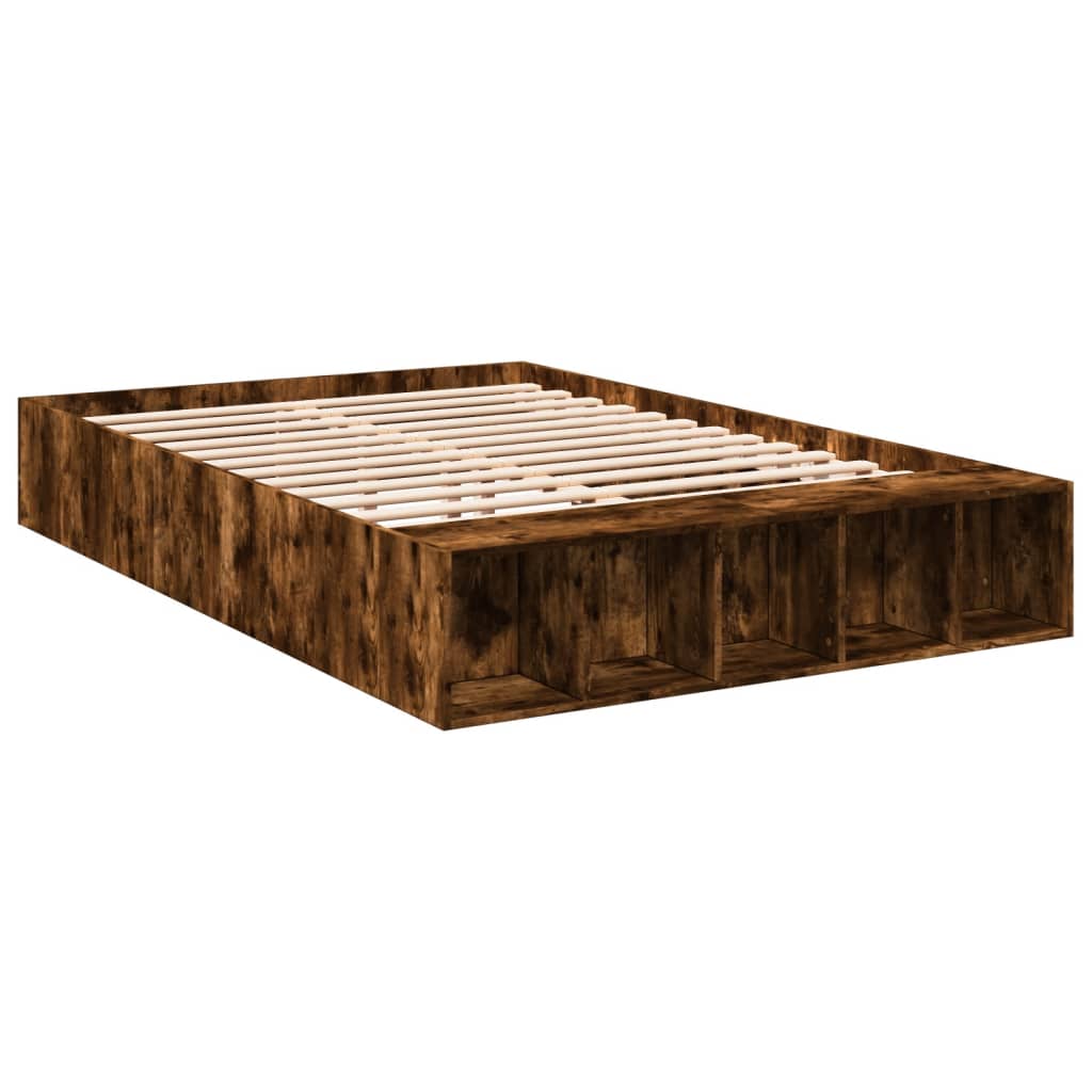 Bed Frame Without Mattress Smoked Oak 120X190 Cm Small Double