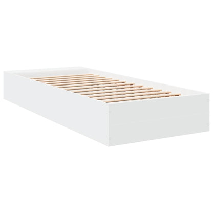 Bed Frame White 90X190 Cm Single Engineered Wood