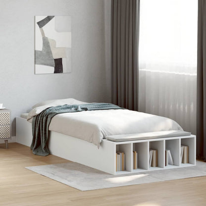 Bed Frame White 90X190 Cm Single Engineered Wood