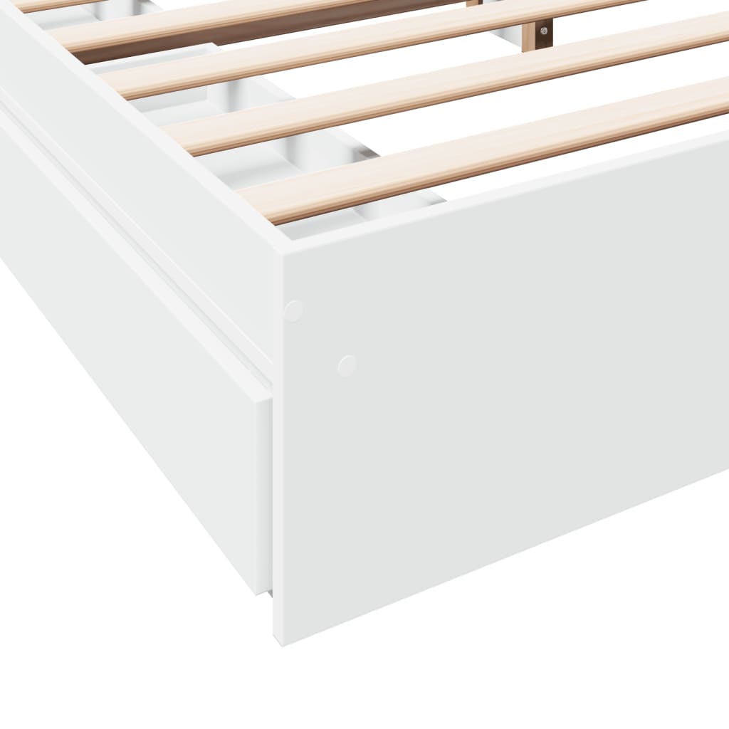 Bed Frame With Drawers White 180X200 Cm Super King Engineered Wood