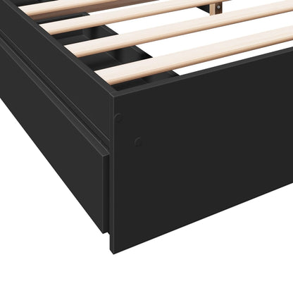 Bed Frame With Drawers Black 180X200 Cm Super King Engineered Wood