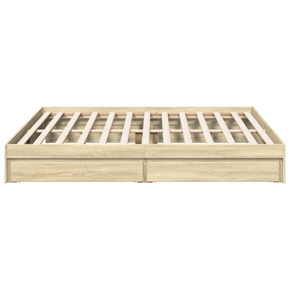 Bed Frame With Drawers Sonoma Oak 180X200 Cm Super King Engineered Wood