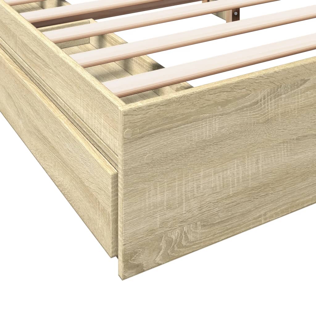 Bed Frame With Drawers Sonoma Oak 180X200 Cm Super King Engineered Wood