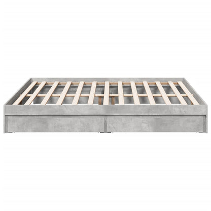 Bed Frame With Drawers Concrete Grey 180X200 Cm Super King Engineered Wood