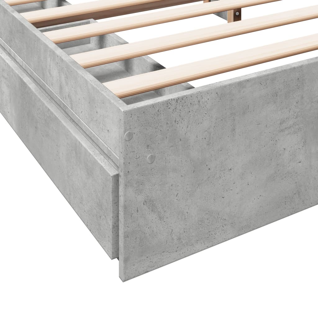 Bed Frame With Drawers Concrete Grey 180X200 Cm Super King Engineered Wood