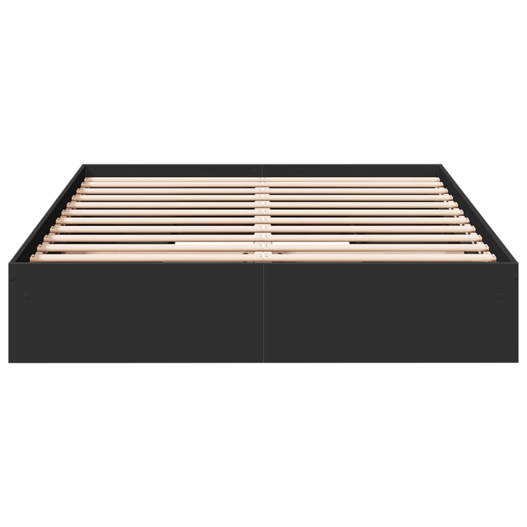 Bed Frame With Drawers Black 150X200 Cm King Size Engineered Wood