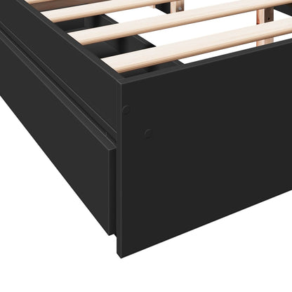 Bed Frame With Drawers Black 150X200 Cm King Size Engineered Wood