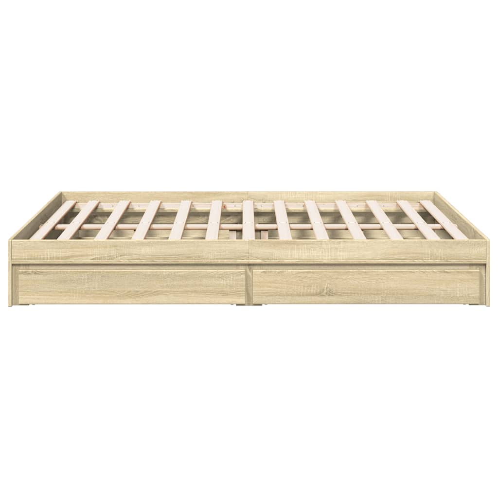 Bed Frame With Drawers Sonoma Oak 150X200 Cm King Size Engineered Wood