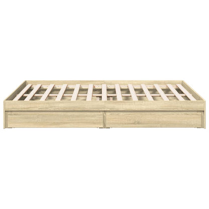 Bed Frame With Drawers Sonoma Oak 150X200 Cm King Size Engineered Wood