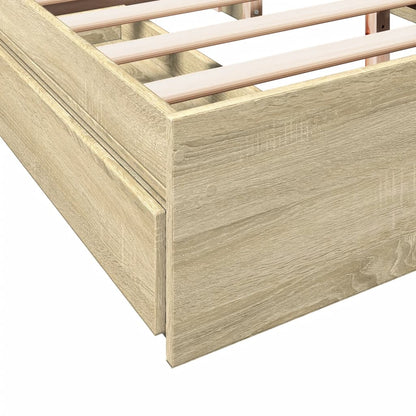 Bed Frame With Drawers Sonoma Oak 150X200 Cm King Size Engineered Wood