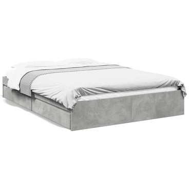 Bed Frame With Drawers Concrete Grey 150X200 Cm King Size Engineered Wood